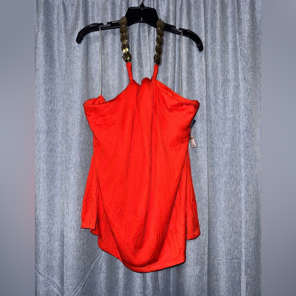 Evan-Picone Women's Red Orange Halter Top 3X NWT